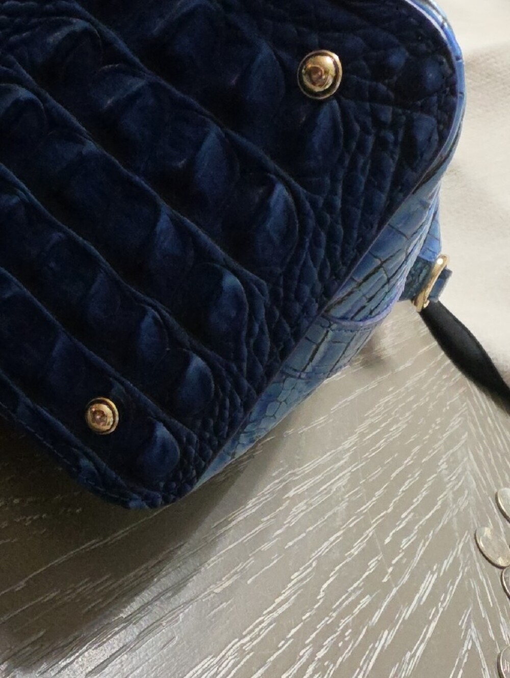 Brahmin Navy Croc-Embossed Top-Handle Satchel - Picture 7 of 12